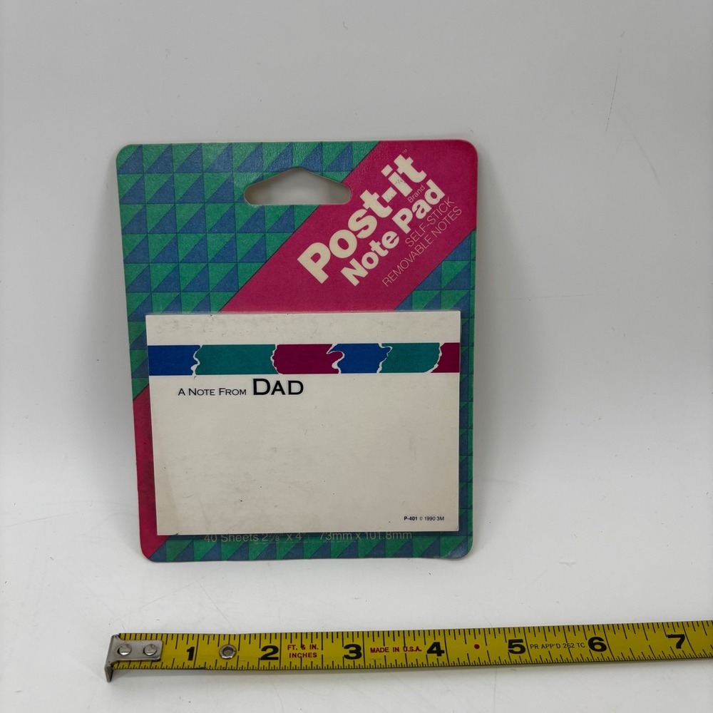 Vintage 1990 Post-it Note Pad A Note From DAD 3M Retro Stationery 40 Sheets